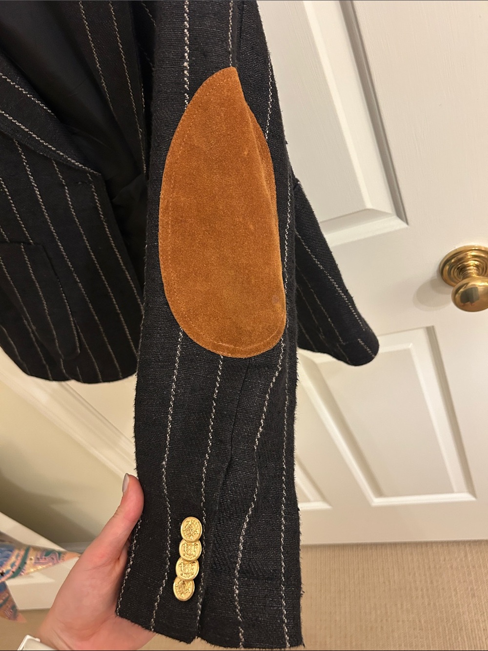 Smythe Charcoal Pinstripe Blazer with Gold-Tone Buttons - Picture 4 of 6